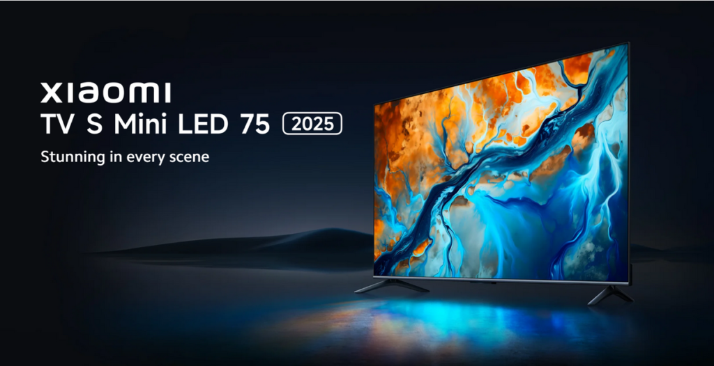 The Xiaomi TV S Mini LED 75 2025 delivers 1200 nits brightness, 144Hz refresh rate, and supports Dolby Vision IQ.