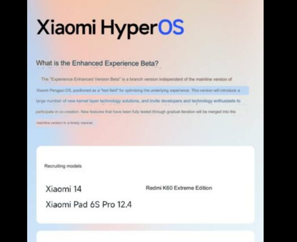 Xiaomi introduces HyperOS Experience Enhanced Edition, a beta focused on optimizing performance and energy consumption. Learn about the compatible devices.