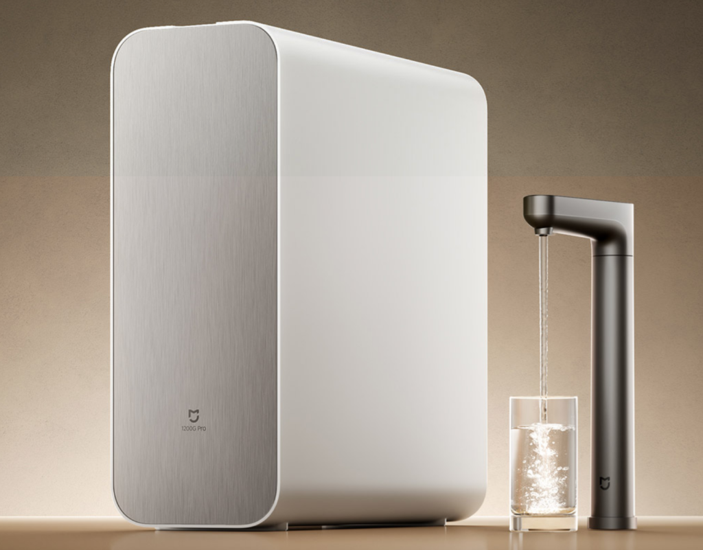 Discover the Xiaomi Mijia Water Purifier 1200G Pro, featuring smart filtration, a touchscreen display, and efficient wastewater management.