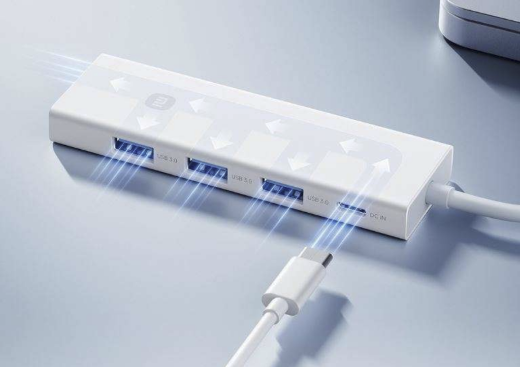 The Xiaomi 4-in-1 Double Head Splitter offers fast data transfers up to 5Gbps with overheat and overload protection for safe use.