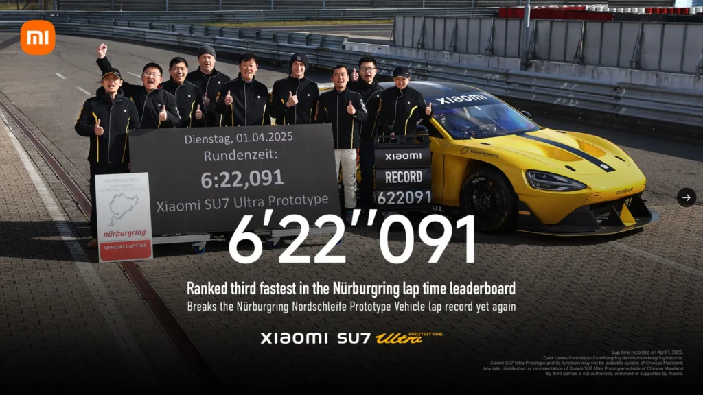 The Xiaomi SU7 Ultra Nürburgring Edition: 1548hp, 6:22 Nürburgring lap time, limited edition electric hypercar.